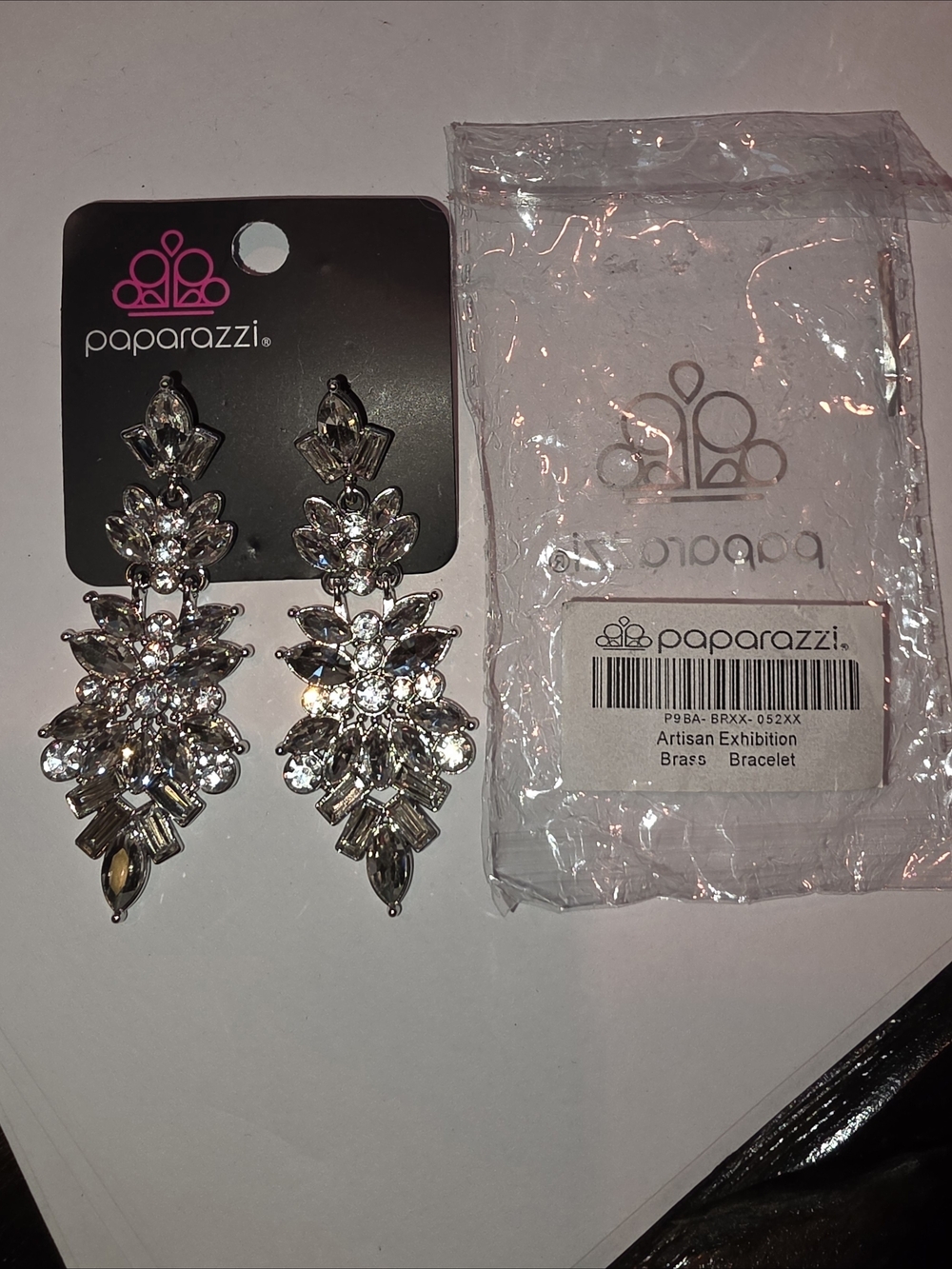 paparazzi Silver Clear Crystal Chandelier Earrings